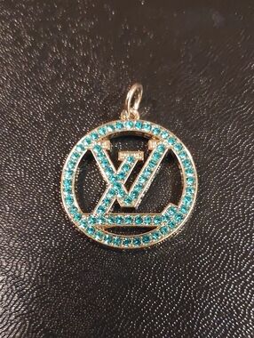 LV Crystal Pavé Turquoise Circle Charm Pendant